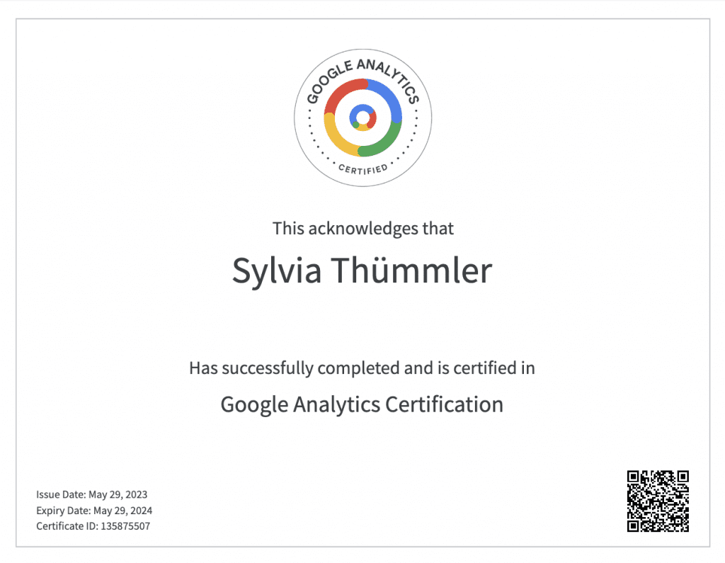 Google Analytics 4 Zertifikat
