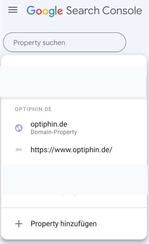 Google Search Console Property auswählen Google Search Console Property auswählen